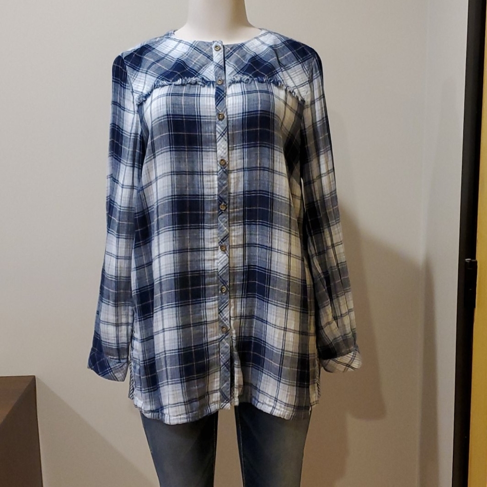 J. Jill plaid button front tunic